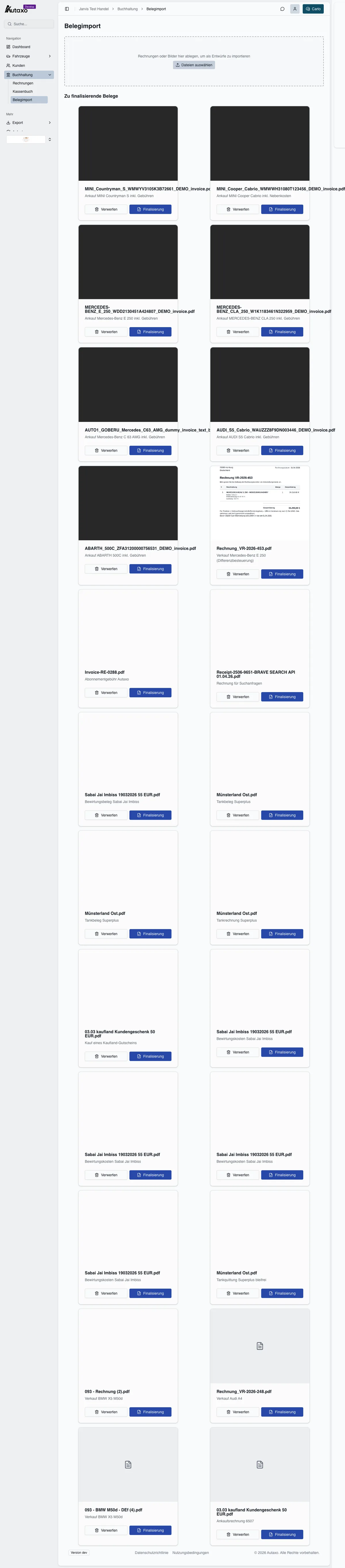 Belegimport mit paralleler KI-Verarbeitung mehrerer Belege