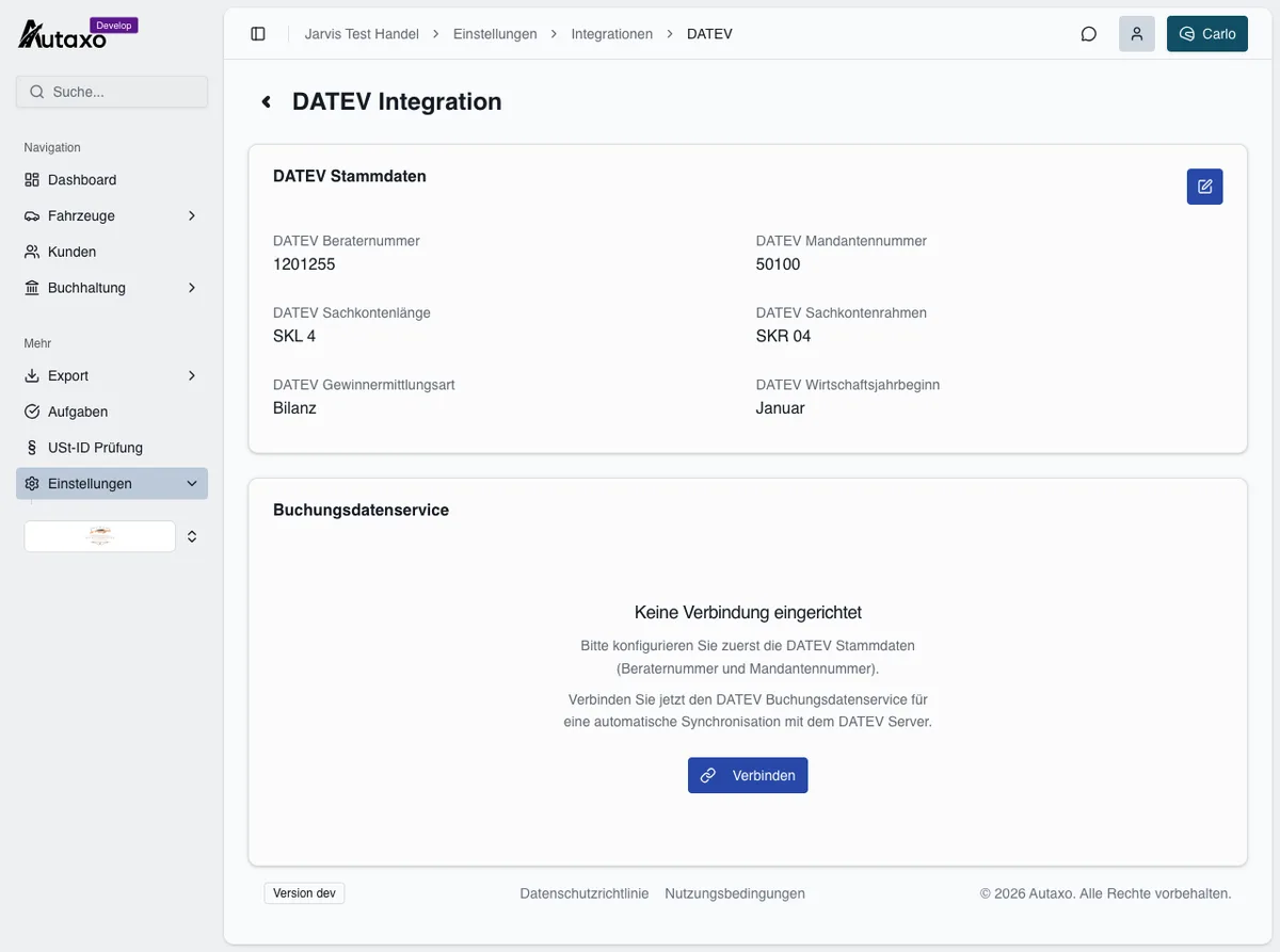 DATEV-Integration mit Stammdaten und Buchungsdatenservice